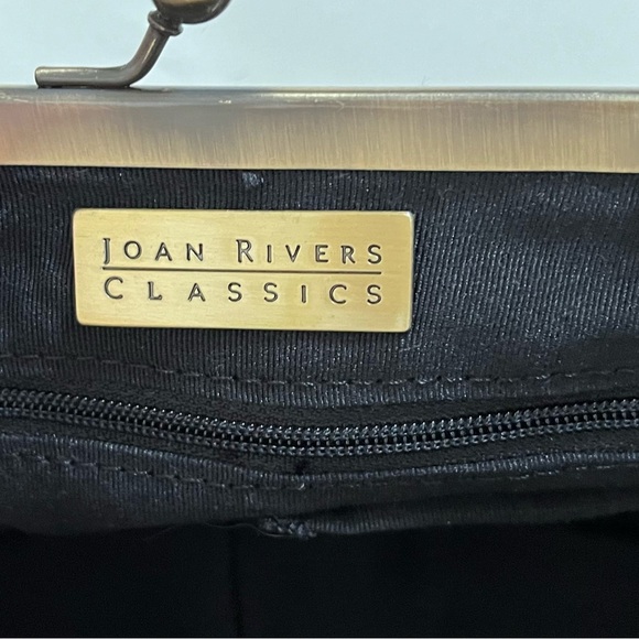Joan Rivers Classics Kiss Lock Brown Bronze Floral Evening Shoulder Purse - Picture 8 of 12